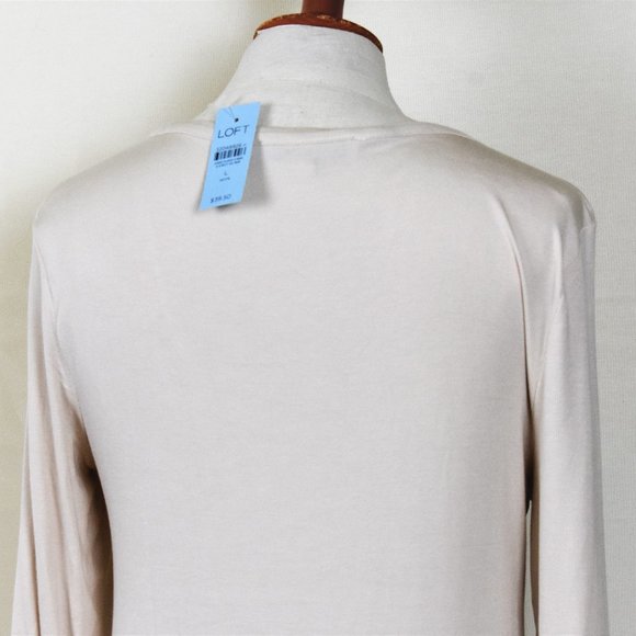 LOFT Top Blouse Knited Pullover long sleeve Petite L Ivory - Picture 4 of 5